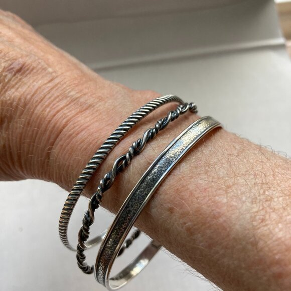 Bracelets Vintage Sterling set of 3 bangle bracelets. All unique. - Picture 1 of 3